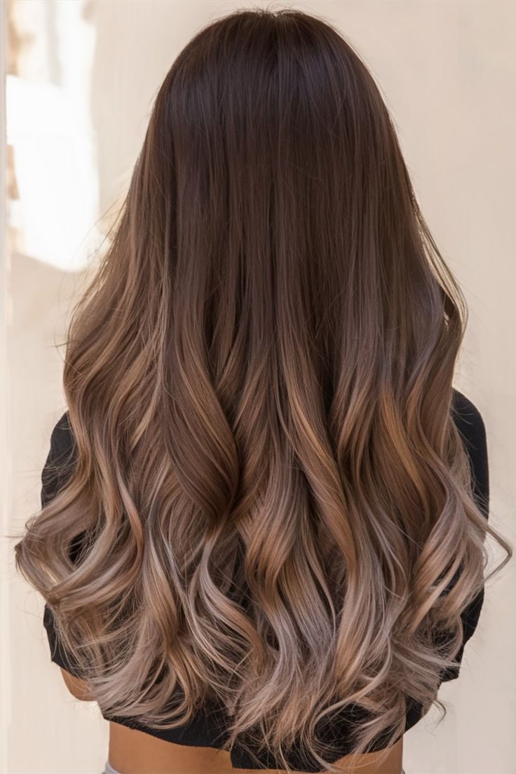 Mushroom ash ombre melt on brunette hair